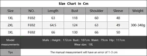 Size chart table in centimeters for oversized color block v-neck women pullover sweater