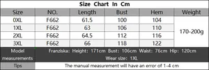 Tableau des tailles détaillé pour débardeur femme grande taille 0XL-3XL avec infos mannequin
