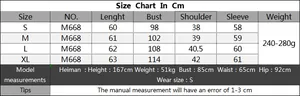 Size chart for women turtleneck knit sweater with plaid heart details in S M L XL