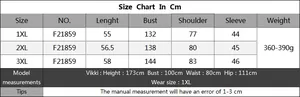 Detailed size chart for women plus size flower embroidery sweater with cm measurements