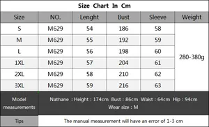 Size chart detail for women's batwing sleeve sweater showing S-3XL measurements and guide