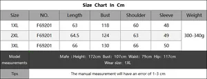 Detailed size chart for plus-size women's V-neck pullover sweater with pearl beads