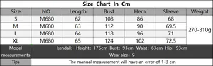 Detailed size chart for the sequin lip turtleneck sweater with body measurements in cm
