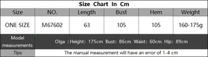 Detailed size chart for women V-neck crochet vest with length, bust and model info