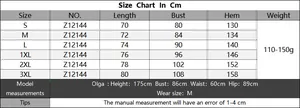 Detailed size chart for women beach cover-up showing bust, length, and hem measurements