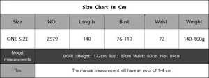 Size chart for women's sheer mesh beach cover-up with length and bust measurements