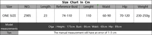 Size chart showing bust 74-110cm and waist 60-90cm for crochet beach bikini set