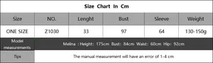 Detailed size chart for women hollow out shell knit crop top showing product measurements