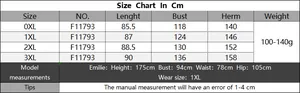 Detailed size chart for plus size beach dress in cm including chest and length measurements