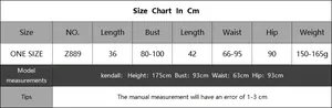 Detailed size chart for sequin crochet bikini set showing measurements for Z889 style