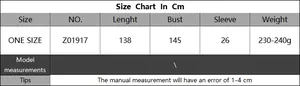 Detailed size chart for vintage embroidered beach cover-up dress in centimeters
