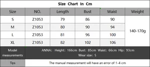 Size chart for knit polo dress showing length and bust measurements from S to XL