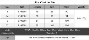 Detailed size chart for women's sexy hollow polo neck sleeveless dress with measurements