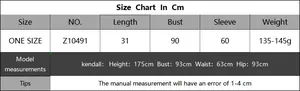 Tableau des tailles détaillé pour cache-maillot de plage d'été avec mesures
