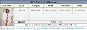Detailed size guide table for women's crochet bikini cover-up with fringe and dimensions