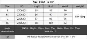 Detailed size chart for crochet patchwork beach cover-up dress in S, M, L, XL sizes