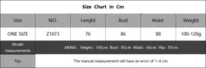 Size chart for the deep V-neck knit beach cover-up showing measurements in centimeters