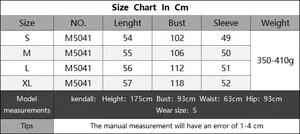 Size guide table for women ribbon floral embroidery sweater showing cm measurements