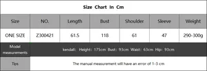 Detailed size chart in centimeters for the V-neck hollow knit sweater with dimensions