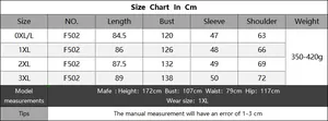 Detailed size chart in centimeters for women's plus size polo collar solid knit dress