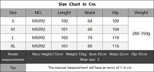 Tableau des tailles détaillé pour pantalon large femme avec longueur taille et hanches