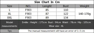 Detailed size chart for plus size crochet bikini cover up dress from size L to XXL