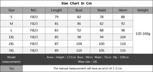 Tableau des tailles pour robe de plage en maille ajourée allant du S au 3XL en cm