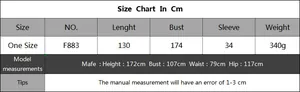 Detailed size chart for printed loose beach kaftan maxi dress with measurements in cm
