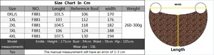 Size chart table for plus size leopard print beach wrap dress showing measurements 0XL to 4XL