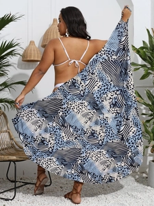 Plus size leopard and zebra print beach sarong wrap with a lightweight draped design
