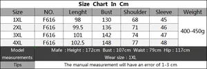 Tableau des tailles détaillé pour gilet long à col en V pour femmes de la taille 1XL à 4XL