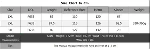 Detailed size chart for batwing sleeve sweater showing length and bust measurements in cm