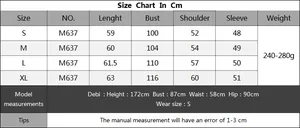 Detailed size chart for women's rainbow striped cardigan sweater showing S-XL dimensions