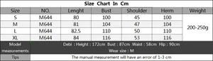 Comprehensive size chart for women knit vest dress showing length and bust measurements
