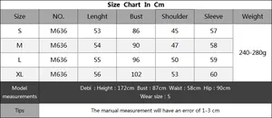 Size chart table for rainbow striped knit cardigan showing length and bust measurements