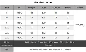 Tableau des tailles détaillé pour pull rayé femme avec mesures du S au 3XL