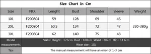 Detailed size chart in centimeters for women's V-neck fringe pullover sweater, 1XL to 3XL