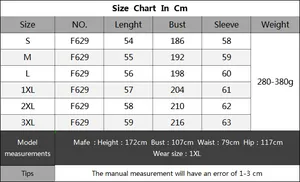 Detailed size chart in cm for women's batwing sleeve sweater including model measurements
