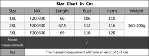 Size chart for plus size women rainbow striped tank top in sizes 1XL to 3XL for reference