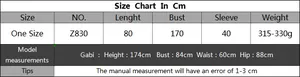 Detailed size chart for the deep V-neck beach dress with bust and length measurements