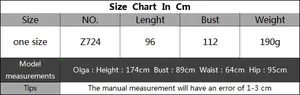 Detailed size chart for striped hollow-out beach cover-up dress in centimeters