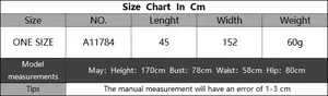 Detailed size chart for the polka dot chiffon beach wrap skirt and shawl dimensions