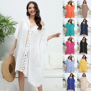 Collage of boho crochet beach cover-ups showing variety of vibrant colors and textures