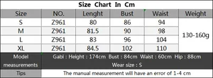Size chart for striped strapless beach dress showing measurements from S to XL in centimeters