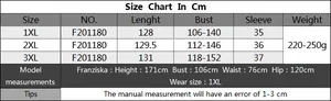Size chart for plus size polka dot chiffon beach cover up featuring measurements in cm