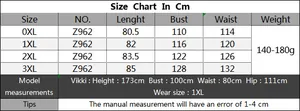 Detailed size chart for plus size color block dress with bust and waist measurements