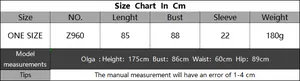 Size chart for woven beach cover-up dress showing length, bust, and sleeve measurements