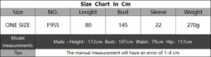 Detailed size chart for beach cover up dress showing bust and length measurements in cm