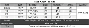 Detailed size chart in cm for V-neck plus size chiffon beach dress style F977