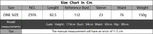 Detailed size chart for deep V-neck beach cover-up dress showing length and bust measurements